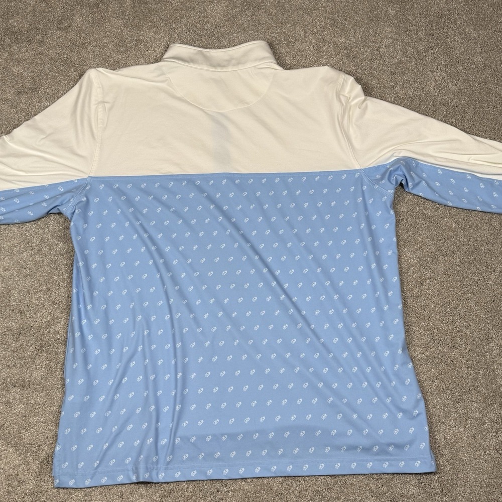 Good Good 1/4 Zip Golf Club Long Sleeved Blue Cream Logo Stretch Mens XXL 2XL - Picture 2 of 11